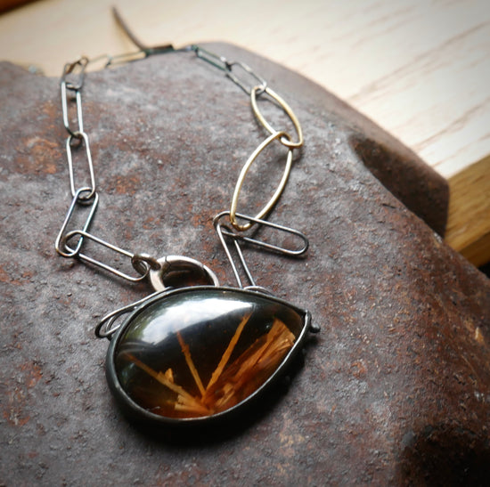 Frozen in Time: Grounding Earth — A Bridewell Stone Pendant Necklace in Sterling Silver and Gold