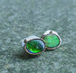 Alligator Eyes — A Pair of Ammolite Stud Earrings in Sterling Silver and 14kt Gold