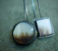 Picture Windows — A Pair of Dendritic Agate Drop Earrings in Oxidized Sterling Silver and 24kt Gold Leaf