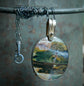 Up with the Morning Dew — An Opalized Petrified Wood Pendant Necklace in Oxidized Silver and 14kt Gold