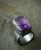 Violet Ice — An Natural Edged Amethyst Statement Ring in Oxidized Silver — Size 7 1/2