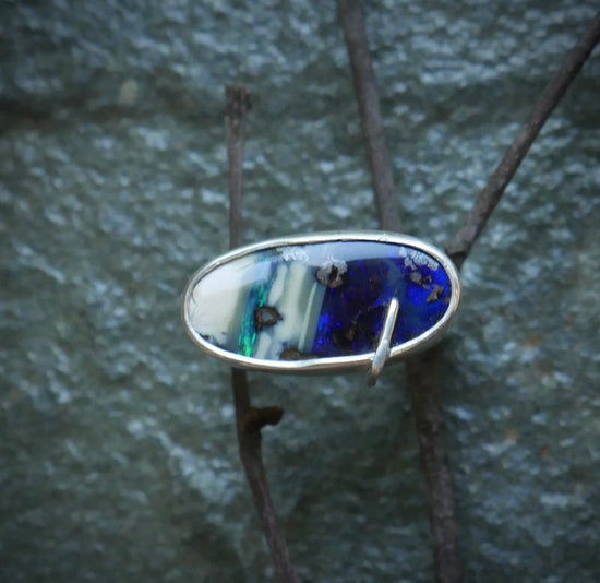 Undertow — A Boulder Opal Ring In Sterling Silver — Size 6 3/4 to 7