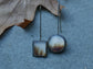 Picture Windows — A Pair of Dendritic Agate Drop Earrings in Oxidized Sterling Silver and 24kt Gold Leaf