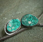 Fairy Dusted Grasslands — A Pair of Dioptase Druzy Stud Earrings in Oxidized Sterling Silver