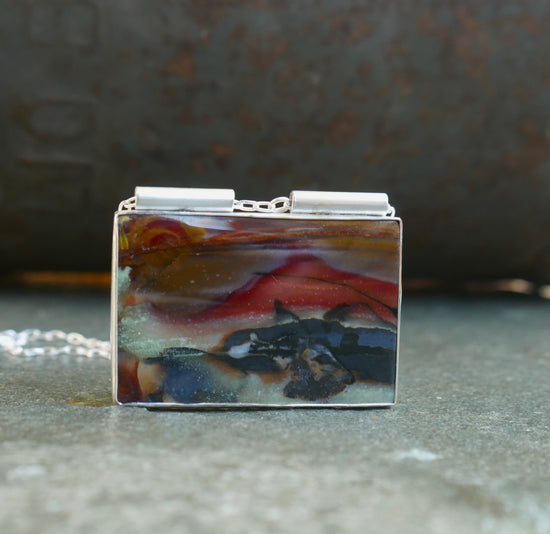 Otherworldly Sunrise — A Landscape Jasper Pendant Necklace in Sterling Silver