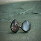 Moonlit Gardens — A Moonstone and Garden Quartz Spilt Shank Satellite Ring in Oxidized Sterling Silver — Size 5