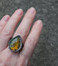 Mystical Energy — An Ethiopian Opal Statement Ring in Oxdized Sterling Silver — Size 8 1/4 to 8 1/2