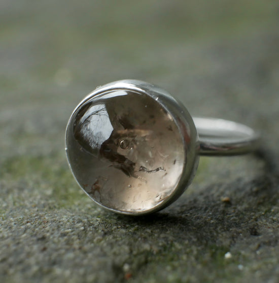 Nature’s Snowglobe — An Enhydro Quartz Ring in Sterling Silver — Size 6 3/4