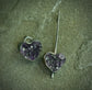 Celestial Surface — A Pair of Mismatched Raw Faced Amethyst Heart Earrings in Oxidized Sterling Silver