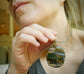 Up with the Morning Dew — An Opalized Petrified Wood Pendant Necklace in Oxidized Silver and 14kt Gold