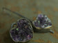 Celestial Surface — A Pair of Mismatched Raw Faced Amethyst Heart Earrings in Oxidized Sterling Silver