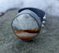 Powder Play — A Polychrome Jasper Winter Landscape Ring in Oxidized Silver — Size 9 to 9 1/2