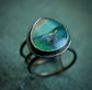Swirling Galaxies — A Petrified Blue Wood Opal Ring in Sterling Silver — Size 6