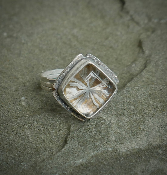 Frozen in Time: Ice Sculpture — A Bridewell Stone Ring in Sterling Silver — Size 7 1/2