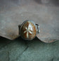 Star of the Seas — A Fossilized Sea Biscuit Adjustable Ring in Oxidized Sterling Silver and 14kt Gold — Size 8 1/2 to 9/12