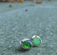 Alligator Eyes — A Pair of Ammolite Stud Earrings in Sterling Silver and 14kt Gold