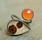 Neutral Autumn — A Dendritic Agate and Carnelian Satellite Adjustable Ring in Oxidized Sterling Silver and 14kt Gold — Sizes 6 1/2 to 7 1/2