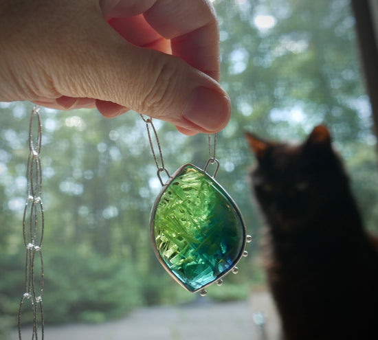 Frozen in Time: Green Meadows — A Bridewell Stone Pendant Necklace in Sterling Silver