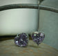 Celestial Surface — A Pair of Mismatched Raw Faced Amethyst Heart Earrings in Oxidized Sterling Silver
