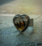 Deep in Autumn — A Dendritic Agate Ring in Oxidized and Shiny Sterling Silver and Solid 14kt Gold — Size 8