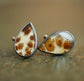 Sunflower Tears — A Pair of Dendritic Agate Stud Earrings in Oxidized Silver and 14kt Gold