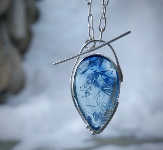 Frozen in Time: Upturned Tear — A Bridewell Stone Pendant Necklace in Sterling Silver