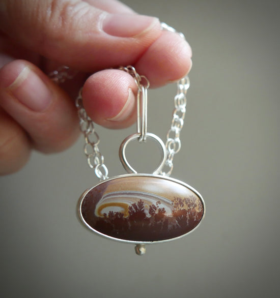 Dawn to Dusk — A Landscape Sonoran Dendritic Rhyolite Pendant Necklace in Sterling Silver