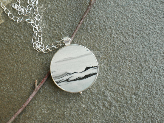 White Out — A Landscape Jasper Pendant Necklace in Sterling Silver