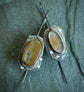 Golden Leaflets — A Pair of Dendritic Agate Dangle Earrings in Sterling Silver and Gold