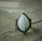 Lightning Strikes Again —  A Polychrome White River Statement Ring in Oxidized Sterling Silver — Size 7 1/4