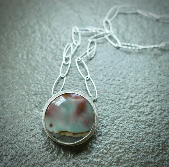 The Auroras — A Landscape Polychrome Jasper Pendant Necklace in Sterling Silver