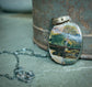 Up with the Morning Dew — An Opalized Petrified Wood Pendant Necklace in Oxidized Silver and 14kt Gold