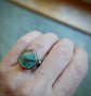 Swirling Galaxies — A Petrified Blue Wood Opal Ring in Sterling Silver — Size 6