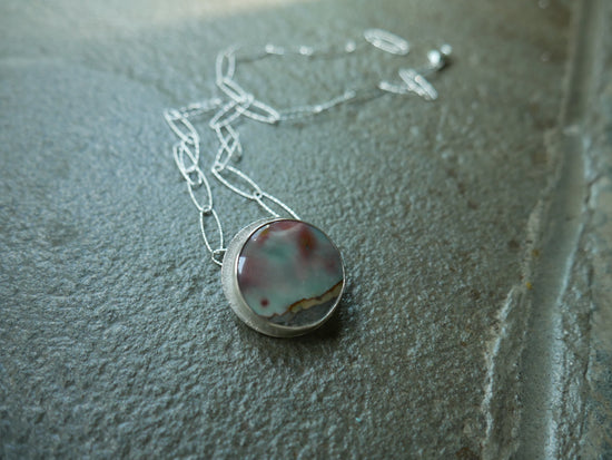 The Auroras — A Landscape Polychrome Jasper Pendant Necklace in Sterling Silver