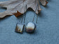 Picture Windows — A Pair of Dendritic Agate Drop Earrings in Oxidized Sterling Silver and 24kt Gold Leaf