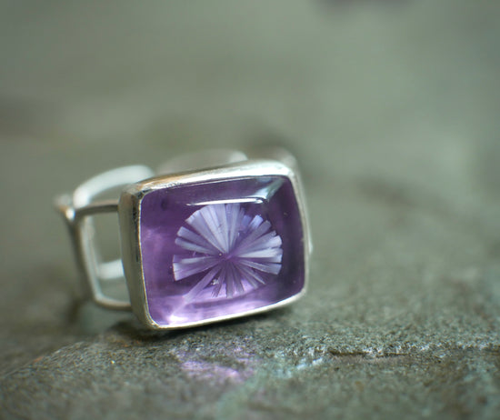 Frozen in Time: Frosty Lilac — A Bridewell Stone Ring in Sterling Silver — Size 8 1/4