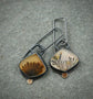 Changing Seasons — A Pair of Mismatched Dendritic Agate Earrings in Oxidized Sterling Silver and Gold