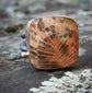 Cardinal Feather — A Fossilized Coral Ring in Oxidized Sterling Silver and 14kt Gold — Size 8 1/2