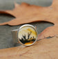Raining Rays — A Dendritic Agate Wide Ring in Sterling Silver — Size 6 to 6 1/4