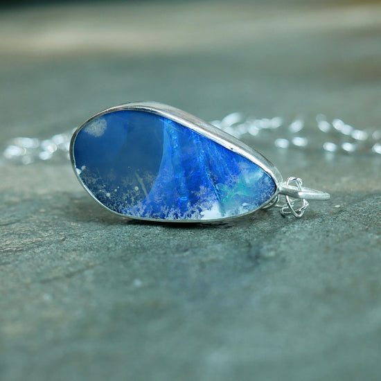 Heavy Rains — A Statement Boulder Opal Pendant Necklace in Sterling Silver