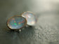 Lunar Ice Pellets — A Pair of Aurora Opal and Himalayan Crystal Doublet Stud Earrings in Sterling Silver and Gold