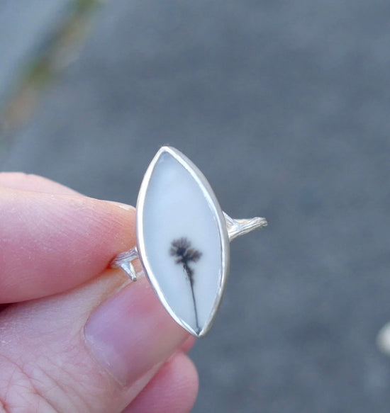 Seedling — A Dendritic Agate Ring in Sterling Silver — Size 5 1/2