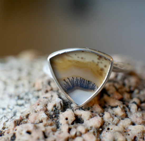 Sunset Island — A Dendritic Agate Ring in Sterling Silver — Size 7 1/4