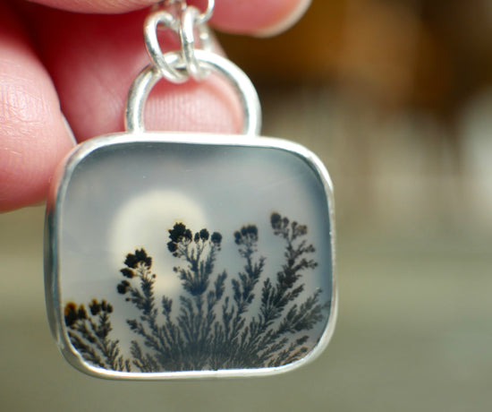Beyond the Hillside  — A Dendritic Agate Pendant Necklace in Sterling Silver