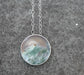 Moon Glow — A Large Moss Agate Landscape Pendant Necklace in Sterling Silver