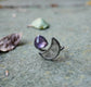 Salem Mystic — A Dendritic Agate and Amethyst Satellite Ring in Oxidized Sterling Silver — Size 8 1/2 to 9