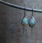 Shoreline Drops — A Pair of British Columbia Ocean Picture Jasper Drop Earrings in Oxidized Sterling Silver
