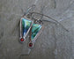 Deep Water Secrets — Blue Opalized Wood and Garnet Dangle Earrings in Oxidized Sterling Silver