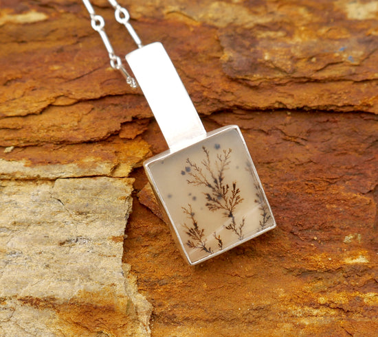 Nights’ Reverse — A Dendritic Agate Pendant Necklace in Sterling Silver