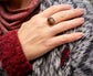 Moonlit Embers — A Dendritic Agate Statement Ring in Sterling Silver and 14kt Gold — Size 8 3/4